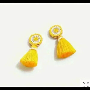 J Crew New Beaded Tassel Stud Earrings